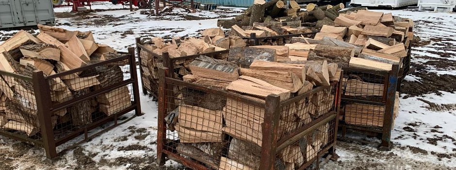 Bins of hardwood firewood getting ready to be delivered Georgina.