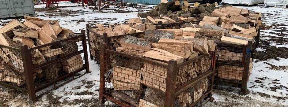 Bins of hardwood firewood getting ready to be delivered Newmarket.