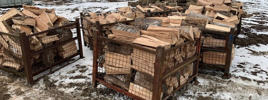 Bins of hardwood firewood getting ready to be delivered Richmond Hill.