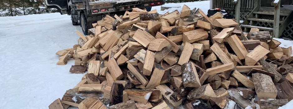 Truckload of Firewood being delivered to York Region Home.